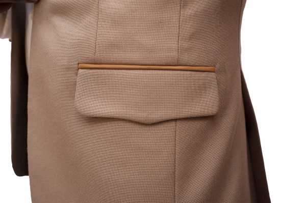 Flap of unique beige wedding tuxedo in Nairobi Kenya