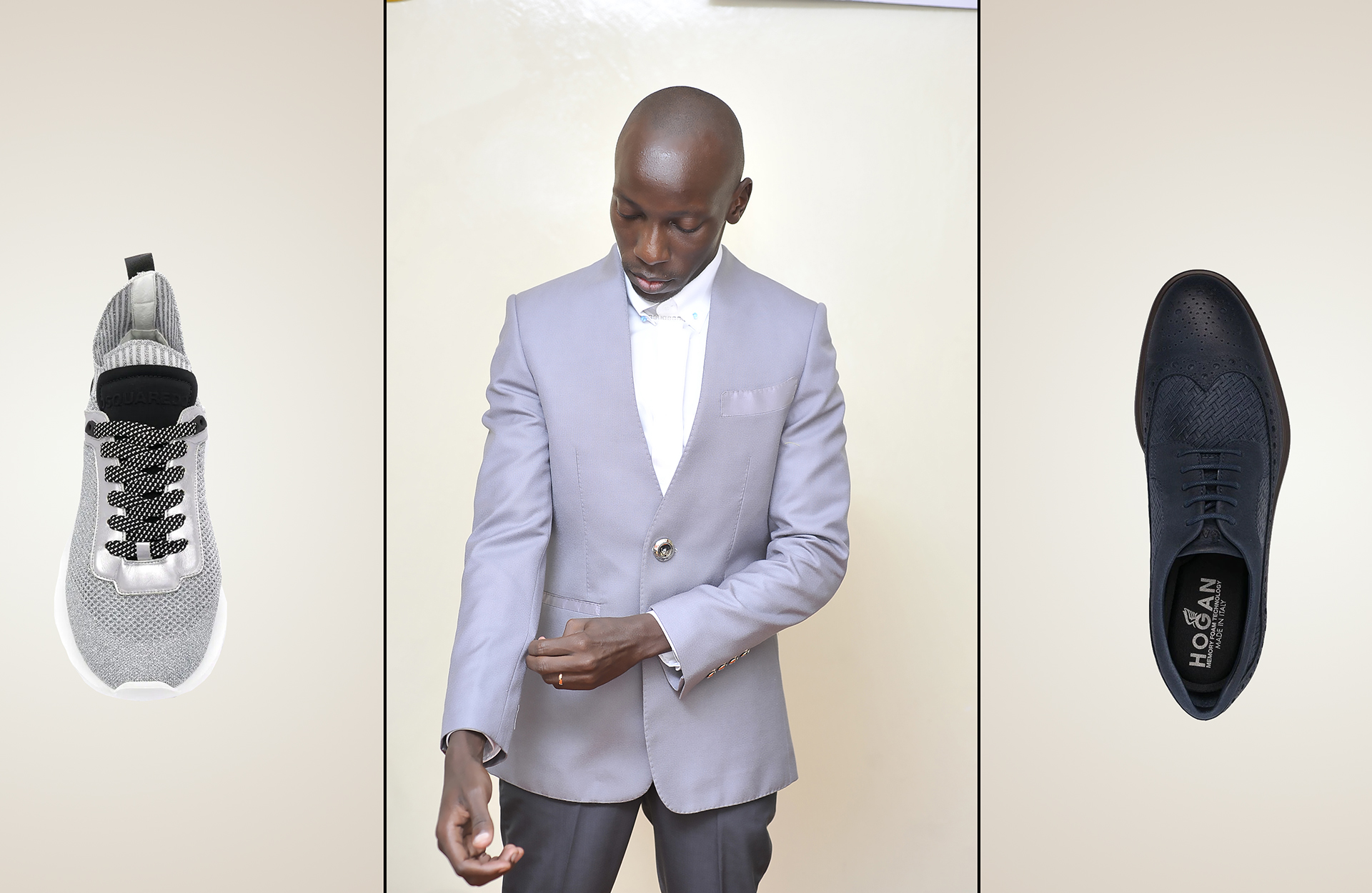 grey suits and sneakers look Nairobi Kenya