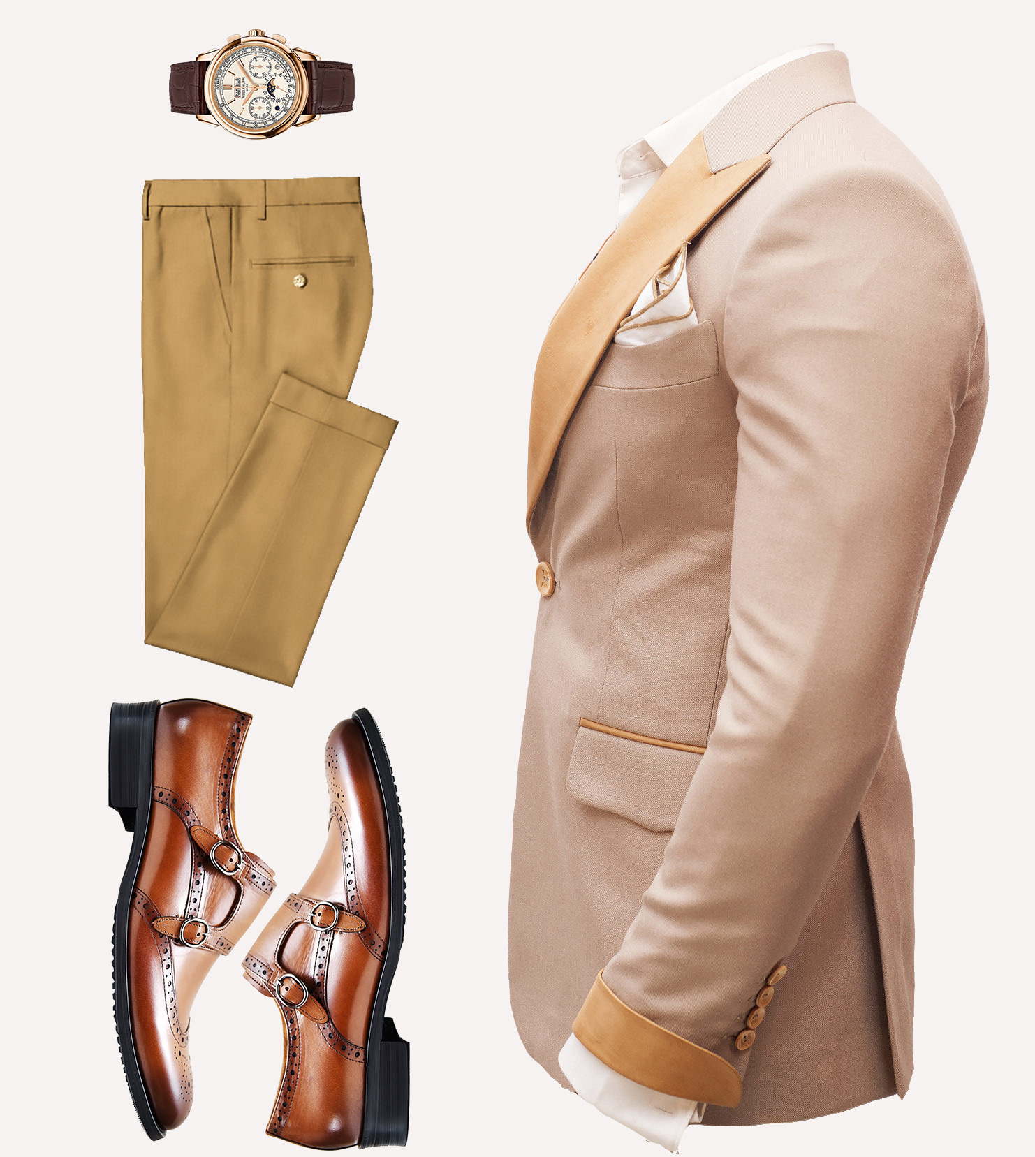 Five-piece Kardana Style Tuxedo Suit in Brown - The HUB