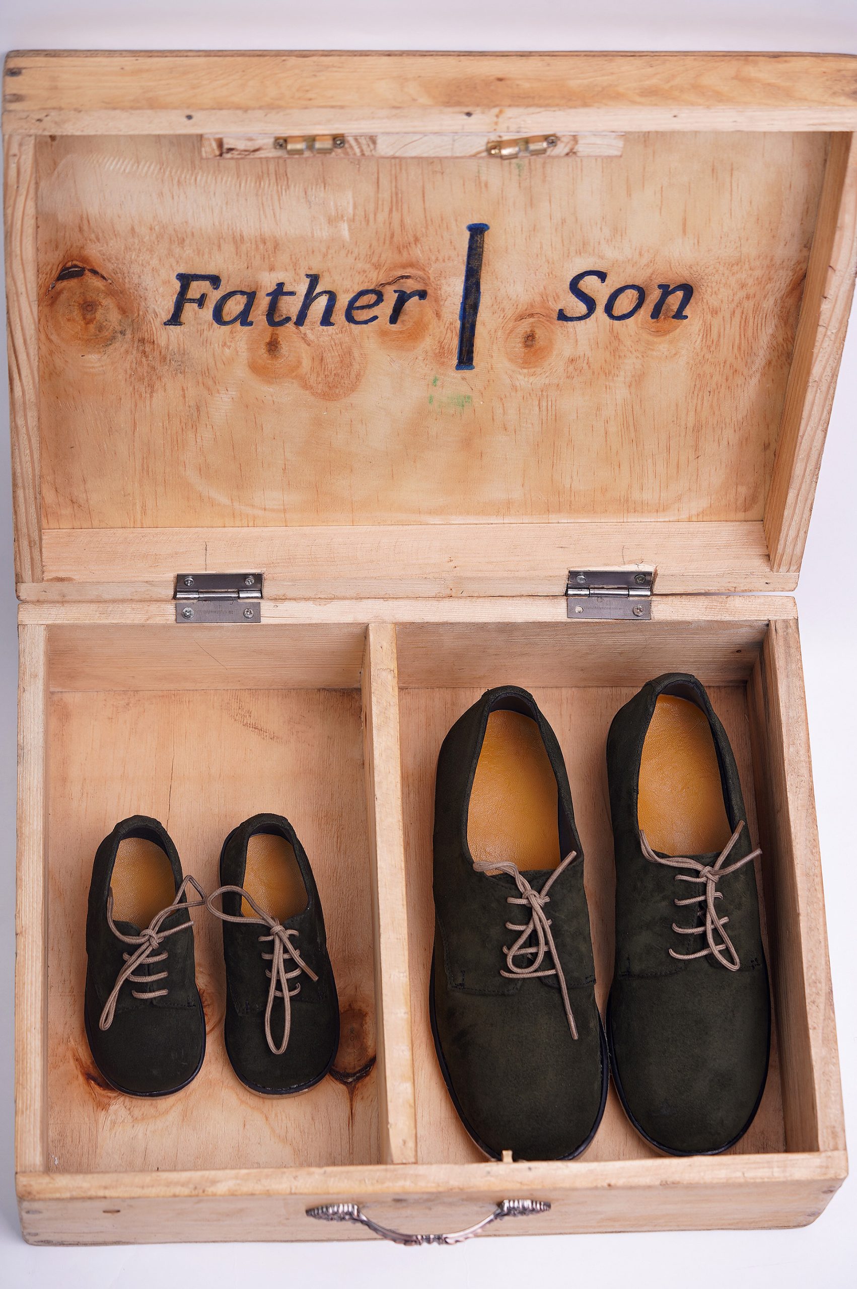 Father son jungle green wedding shoes for men and children in Kenya
