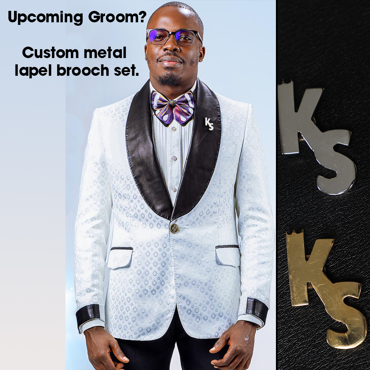 wedding groom custom metal lapel brooch Africa Custom metal brooch for the wedding groom