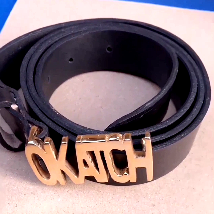 Custom name metal buckle pure leather belt Kenya