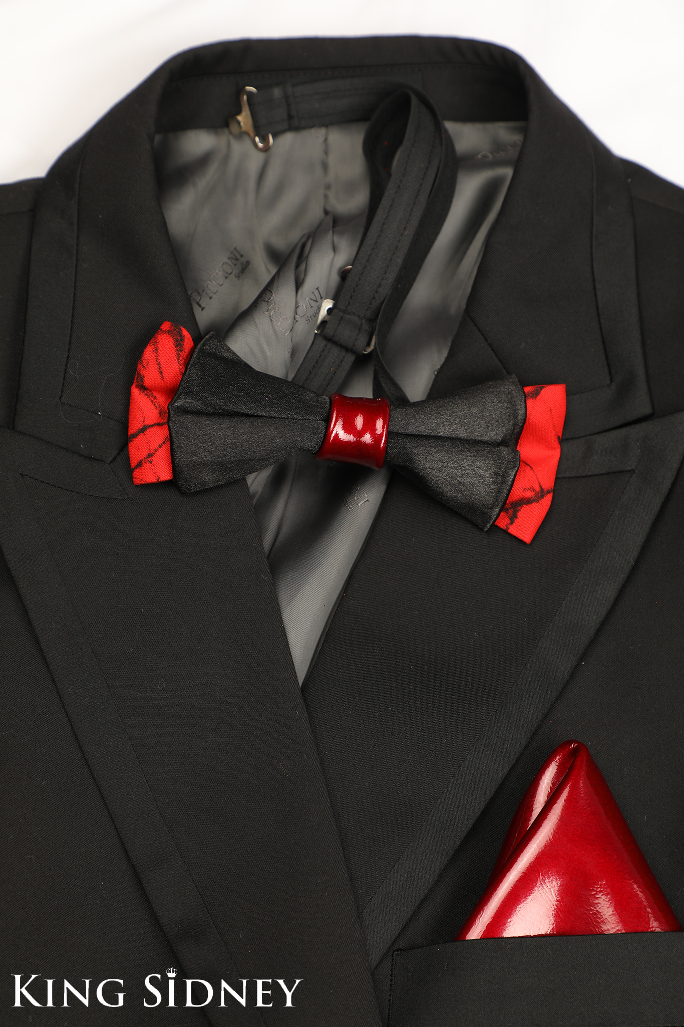 Black and red bow tie and pocket square set Kenya Uganda South Sudan