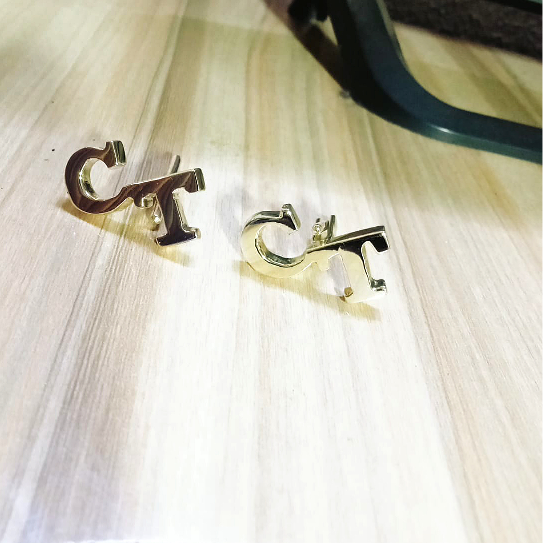 Custom metal cufflinks of his initials Nairobi Kenya