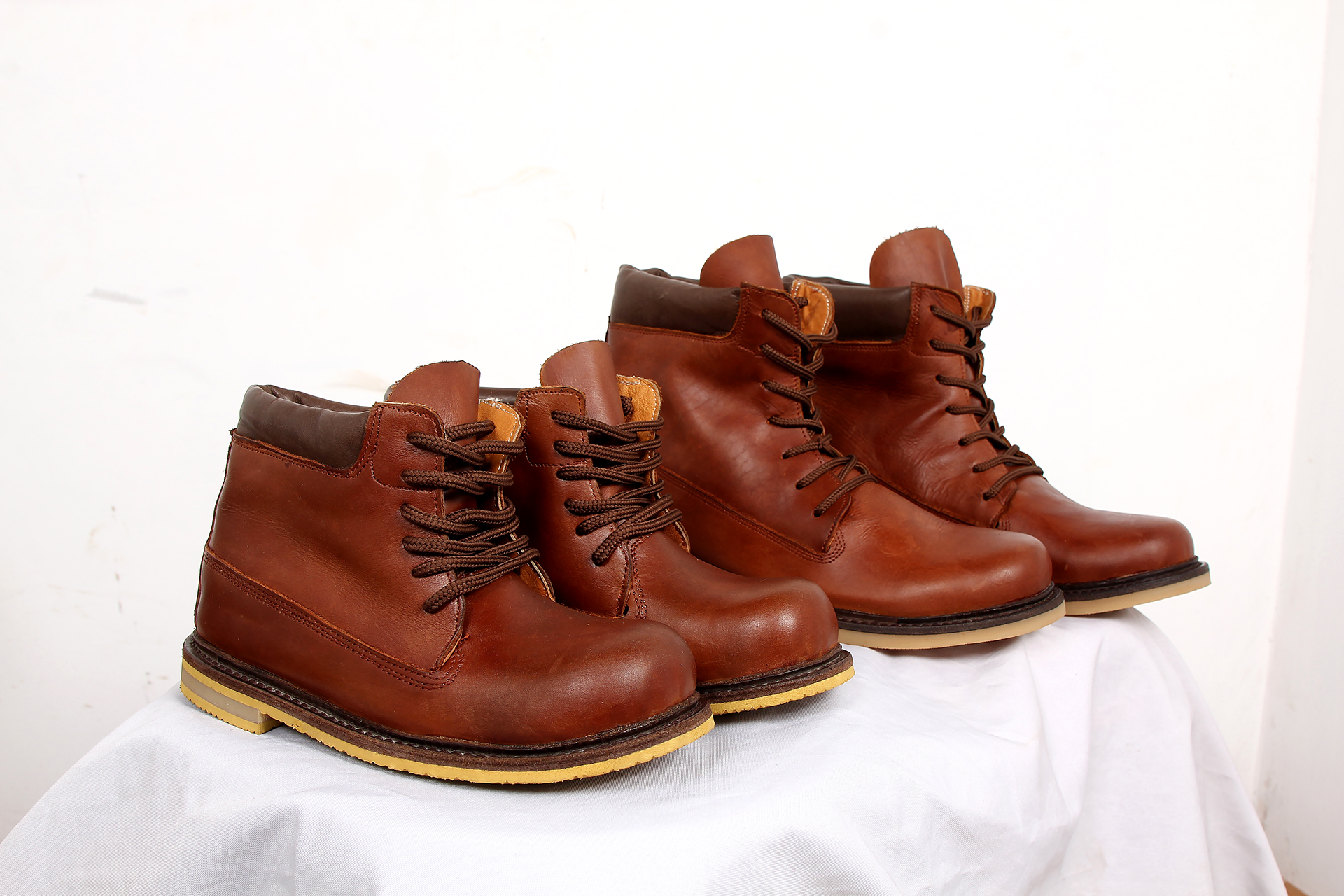 chestnut brown father son boots size 42 and 33